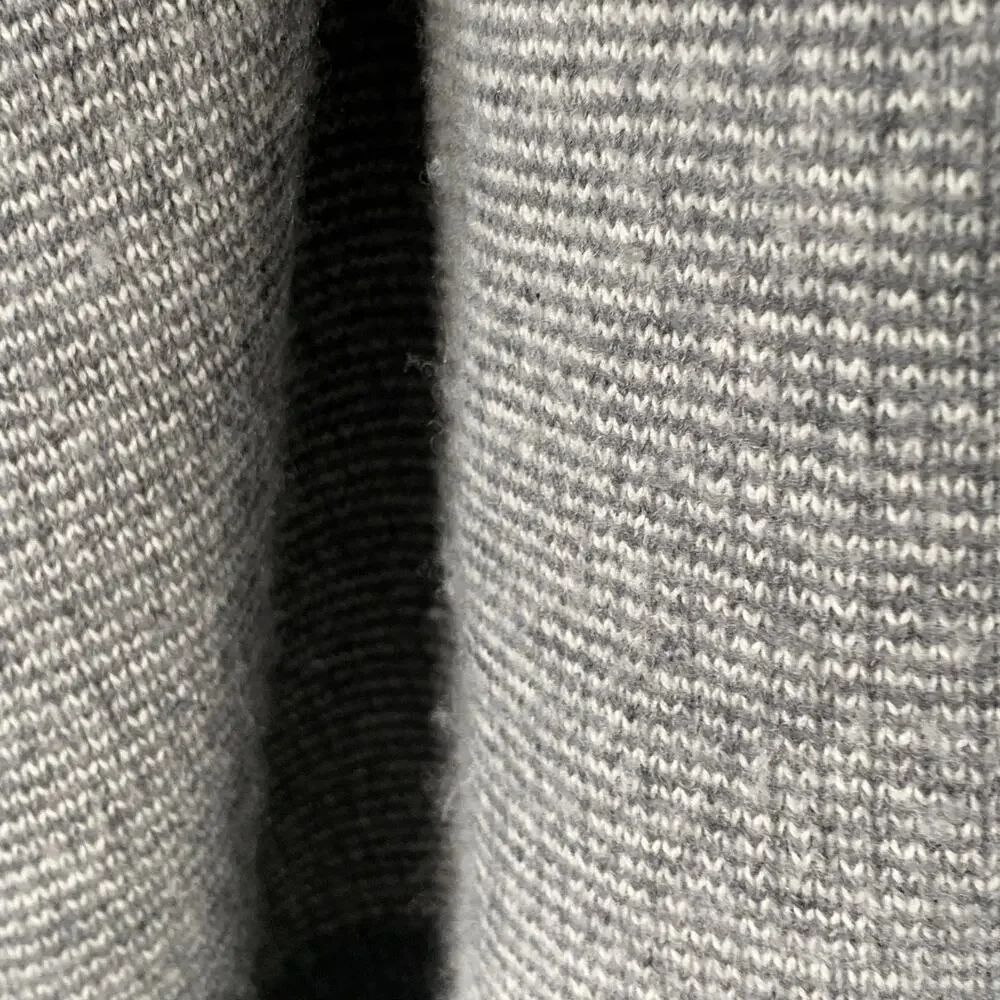 NO BRAND Size M Grey White Knit Shawl Collar Short Sleeve Open Front Cardigan